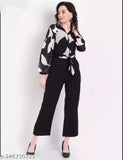 Stylish printed Georgette jumpsuit with long sleeves, women's party wear in S, M, L, XL