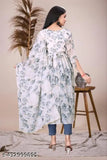 Trendy Georgette Anarkali Gown, printed combo on women's partywear with three-quarter sleeves, S-XXL sizes available