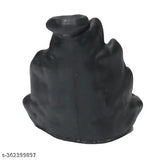 Matte black resin Adi Shankara figurine with smoke fountain & back flow cone - Indian meditation decor