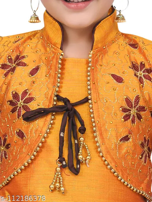 Purple designer embroidery Patiala suit for girls, cotton blend, anarkali style with sleeveless top and matching dupatta. Indian ethnic kids wear, size 3-4 years