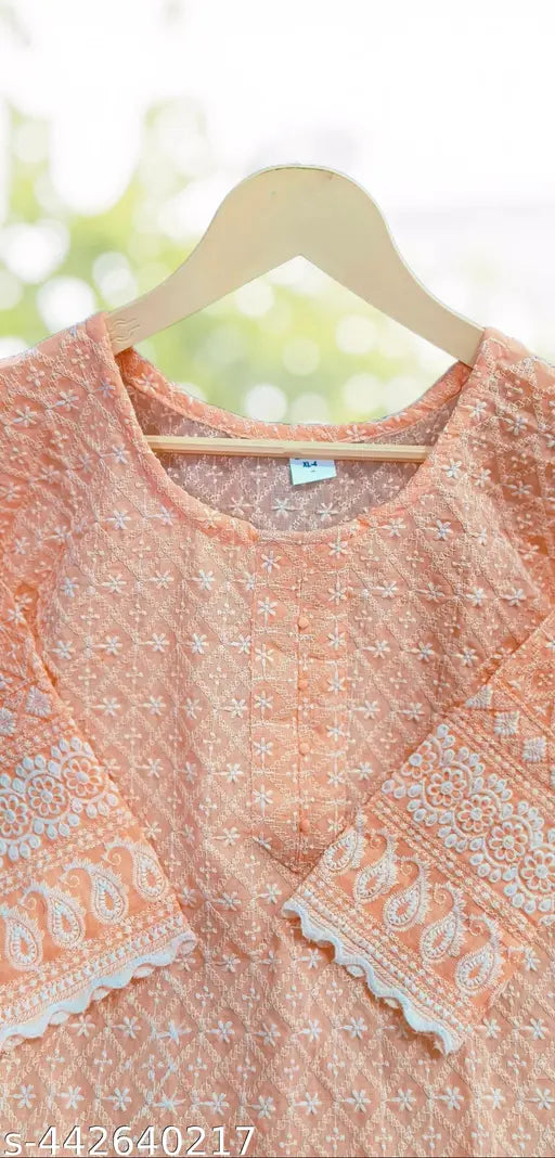 Cotton A-Line Pant Kurta Set with printed net pattern, perfect for women's ethnic fashion and elegant occasions. #WomensKurtaSet #EthnicWear #TraditionalFashion #TimelessElegance