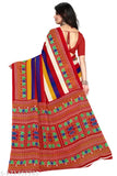 Striped Georgette Printed Fancy Saree with contrasting running blouse, free size, ideal for daily wear