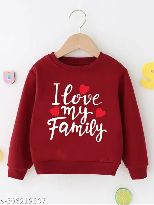 Cotton fleece family love wine sweatshirt for boys, sporty and cozy style in popular color