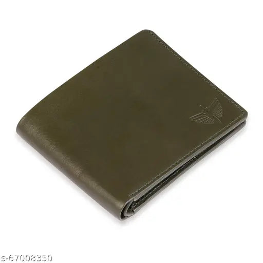 Olive green premium leather wallet for men, high-quality genuine leather accessory