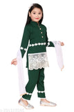 Trendy Georgette suit for festive wear, Pakistani design with lace patterns and long sleeves for girls aged 4-9 years, India origin