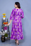 Rayon flared kurti with ethnic motif print, three-quarter sleeves, Indian origin