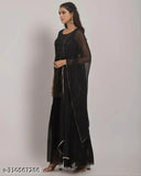 Heavy embroidered georgette top with sharara set and matching dupatta - black, mahendi, petrol, rust