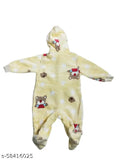 Soft acrylic wool Wonder Star baby romper dress with hoodie and attached cap & socks, printed net pattern, best for winter fashion