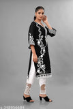 Floral embroidered Georgette Salwar Suit Set, new designer heavy embroidery work, full sleeve stitched top and white pants. (1Pc Kurta, 1pc pant)
