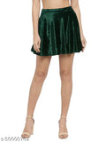 Green and Grey Velvet High-Waisted Skater Mini Skirt Pack of 2 - Versatile, pleated design, perfect for dates or parties