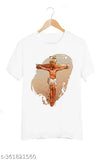White striped polyester Jesus Christ t-shirt, round neck for men and women by Nanno ToyS