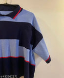 Striped oversized crop shirt, cotton fabric, fits chest up to 50 inches, machine wash