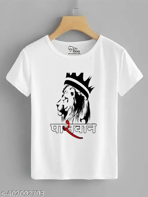 Paswan Cotton Blend T-Shirt with Printed Paswan Motif, Indian cultural attire