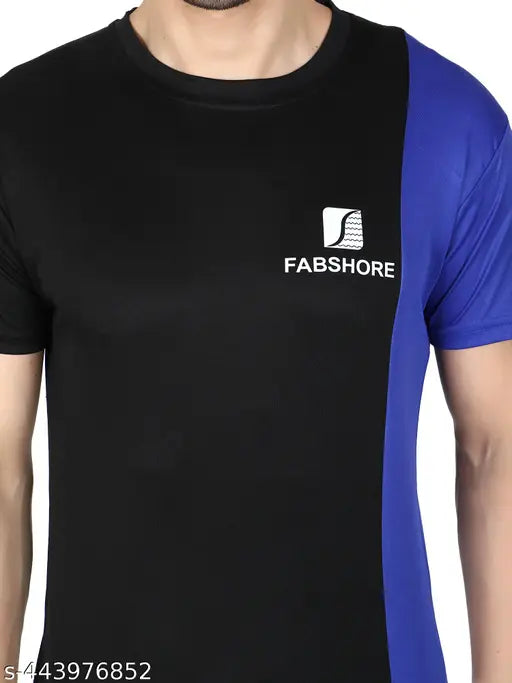 Fabshore printed stylish round neck drifit polyester T-shirts, pack of 3 - Solid color, short sleeves, suitable for daily wear, exercise, or casual outings. Skin-friendly polyester fabric made in India