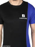 Fabshore printed stylish round neck drifit polyester T-shirts, pack of 3 - Solid color, short sleeves, suitable for daily wear, exercise, or casual outings. Skin-friendly polyester fabric made in India