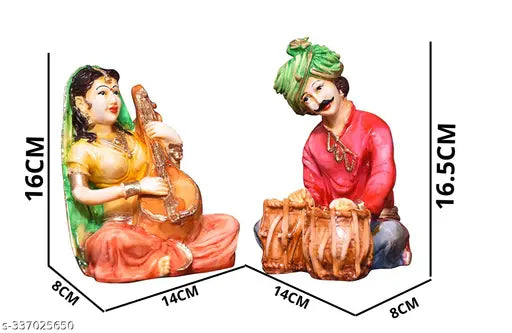 Resin Rajasthani Musicians showpiece, handmade decorative figurines for living room or dining room, add beauty and harmony to home decor