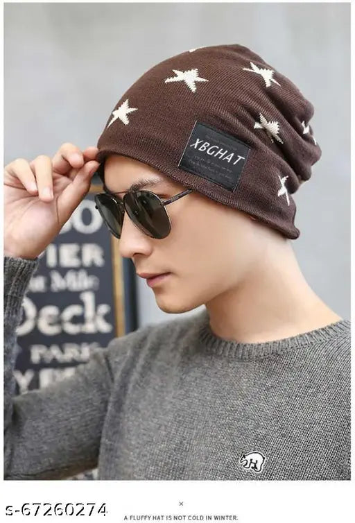 Trendy Printed Acrylic Beanie Cap with Neck Warmer Scarf (Onesize). Great winter accessory for men and women, perfect for outdoors