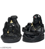 Handcrafted poly resin Adiyogi smoke fountain backflow with 20 cones, creating a smoky waterfall effect around Lord Shiva figure, perfect for home decor and incense burning