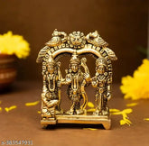 Pure brass Ram Darbar Murti decorative showpiece (84cm x 8.5cm gold), traditional Indian sculpture