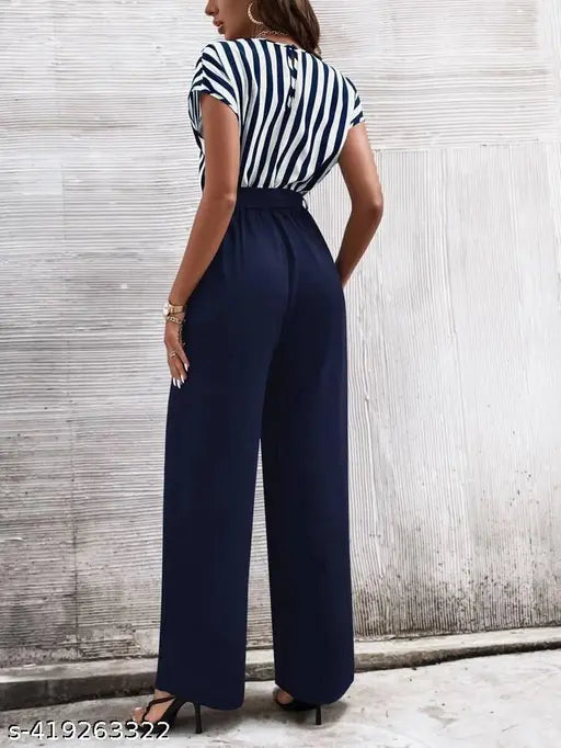 Striped net Lycra jumpsuit for women, fashionable sleeveless outfit, size S, M, L, XL from India