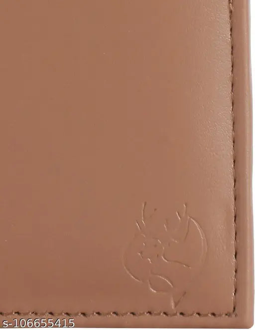 Brown faux leather men's wallet, 3 card slots, casual style for everyday carry