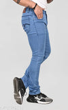 Light blue denim jeans for men - durable, stylish, and machine washable