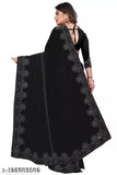 Black Georgette saree with trendy diamond work, embellished chiffon blouse, free size from India