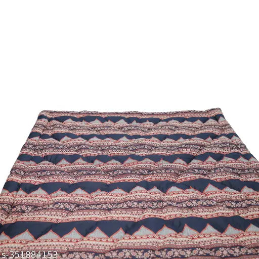 Blue striped cotton net Taj Overseas baby quilt, hand-washable and crib-sized (40x50 inches)