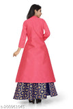 Printed jacquard cotton pink dress for girls, three-quarter sleeves, modern pattern, India origin