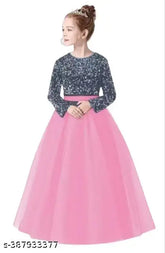 New Indian net gown, long sleeves, trending for girls aged 5-16 years
