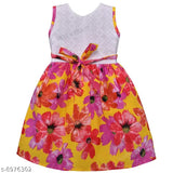 Silver kraft baby girl's cotton dress with printed net pattern, sleeveless and available in various sizes: 3-6M, 6-12M, 12-18M, 18-24M, 1-2Y, 2-3Y, 3-4Y, 4-5Y, 5-6Y. Made in India