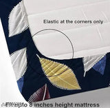 Fitted elastic cotton double bedsheet & pillow covers (36), superfine geometric print in soft, durable quality - ideal for adult summer use