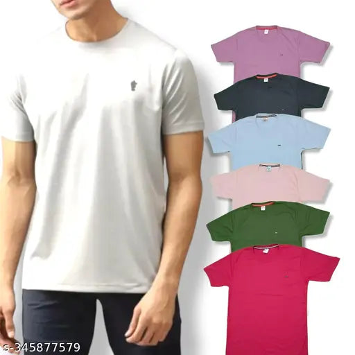Microfiber printed mens Roundneack T-shirt set, short sleeves combo pack of 4 from India