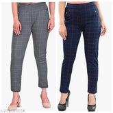 Grey blue printed net Lycra women's/girls jeggings combo of 2 for advanced comfort and double pockets