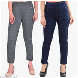 Grey blue printed net Lycra women's/girls jeggings combo of 2 for advanced comfort and double pockets