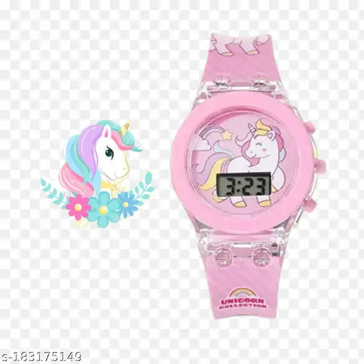 Digital New Generation Unicorn Cartoon LED watch, glows with disco lights for kids, free size (dial diameter: 26mm), made in India