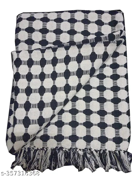 Cotton net blanket, woven design in soft neutral tones, ideal for cozy home decor, 51x61 inches, made in India