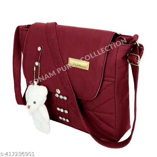 Embroidered tan fabric tote bag, free size for everyday use