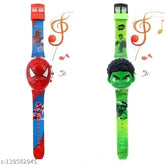 Glowing Spider-Man & Hulk watches for kids - Digital action figure toys with disco music & blinking lights, set of 2