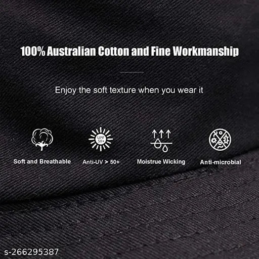 Black cotton sun visor BUCKET BLACKI, high-quality, breathable for warm weather