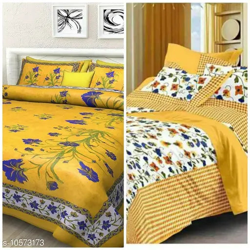 White cotton queen-sized fancy bedsheets with 2 pillow covers, 144 thread count, luxury bed linen from India