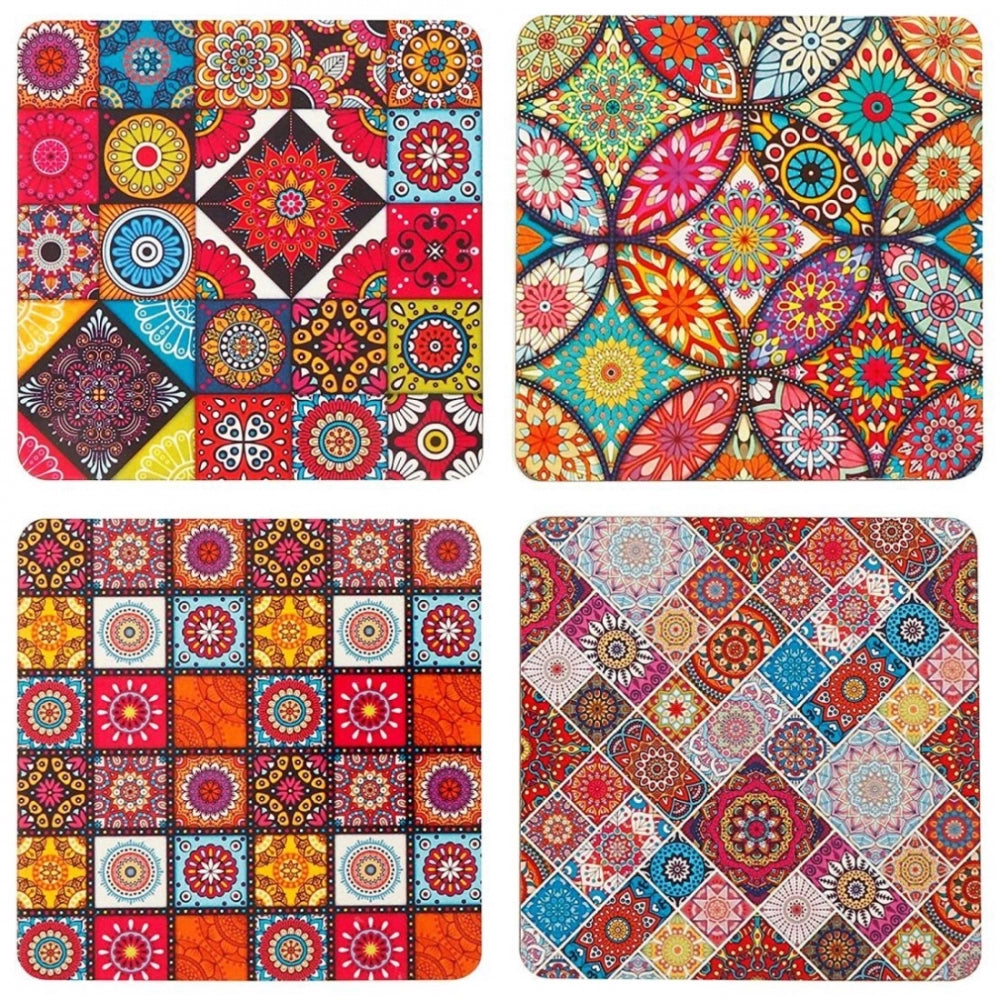 Nice wide size wooden coaster set (4pcs), ideal for large coffee cups, heat insulation, anti-slip surface