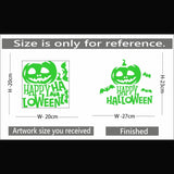 Green Happy Halloween radium vinyl wall sticker, peel & stick, 27x23cm, energy-saving decor
