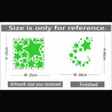 Green galaxy vinyl wall sticker, peel-and-stick design, 38x46cm, decorative celestial theme with moon radium