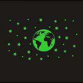 Green vinyl star and earth decorative radium sticker for calming wall, peel and stick, size 96x41cm