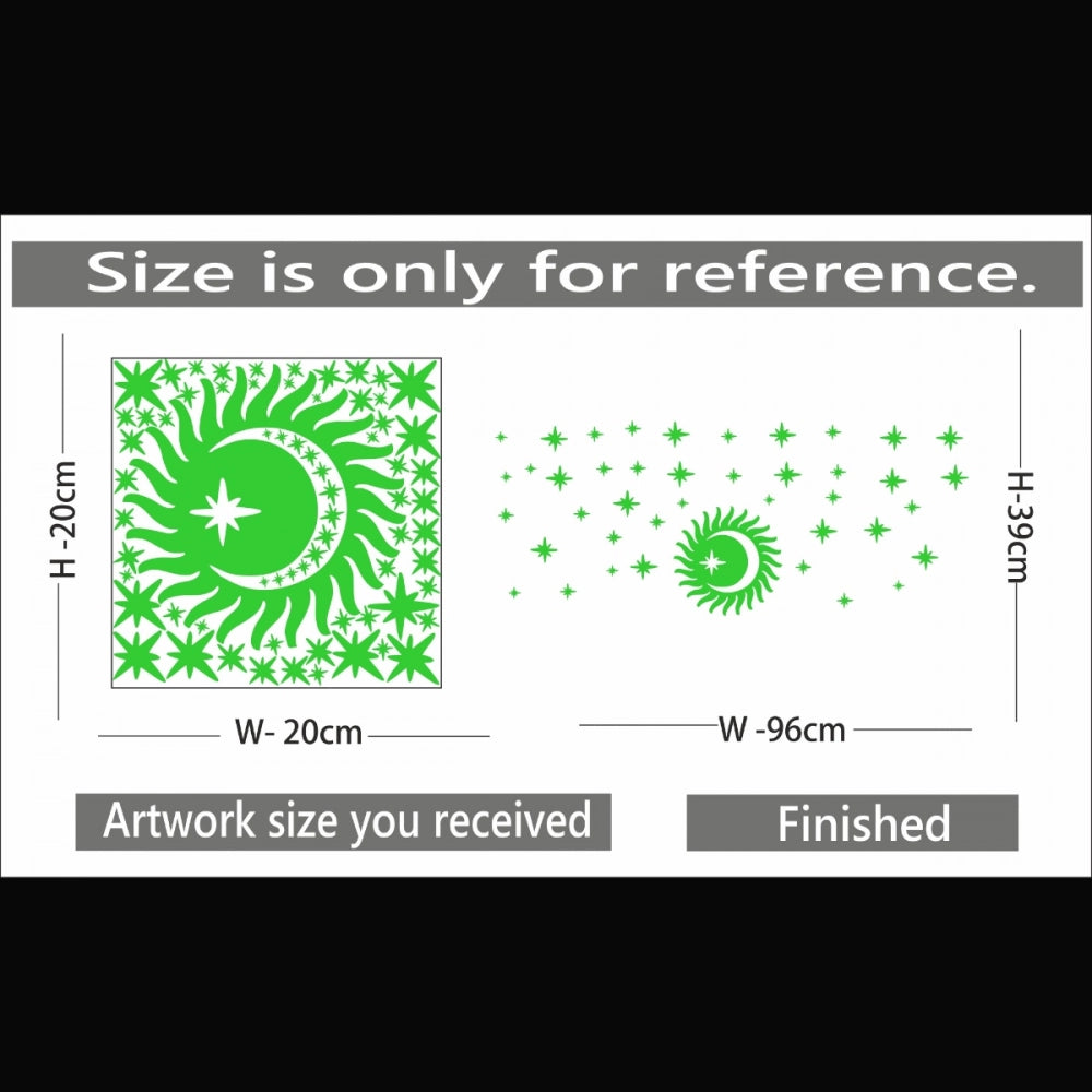 Green vinyl peel-and-stick radium wall decal (96x39cm), energy-saving decor solution for calming bedroom ambiance