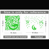 Green vinyl peel-and-stick radium wall decor, measuring 69x48cm, ideal for a calming bedroom atmosphere