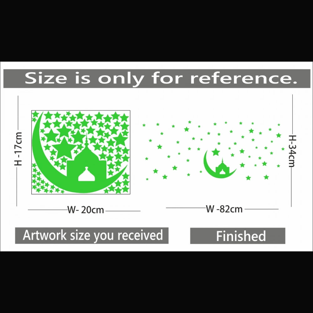 Green vinyl peel-and-stick radium wall decal, 82x34cm. Relaxing and calming decor for dark spaces