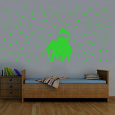 Green vinyl radium wall sticker for kids room decor, peel-and-stick design, 74x39cm size
