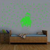 Green vinyl radium wall sticker for kids room decor, peel-and-stick design, 74x39cm size